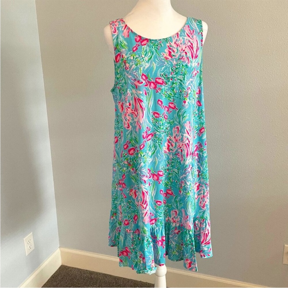 Lilly Pulitzer Kristen Flounce Dress in Amalfi Blue Best Fishes